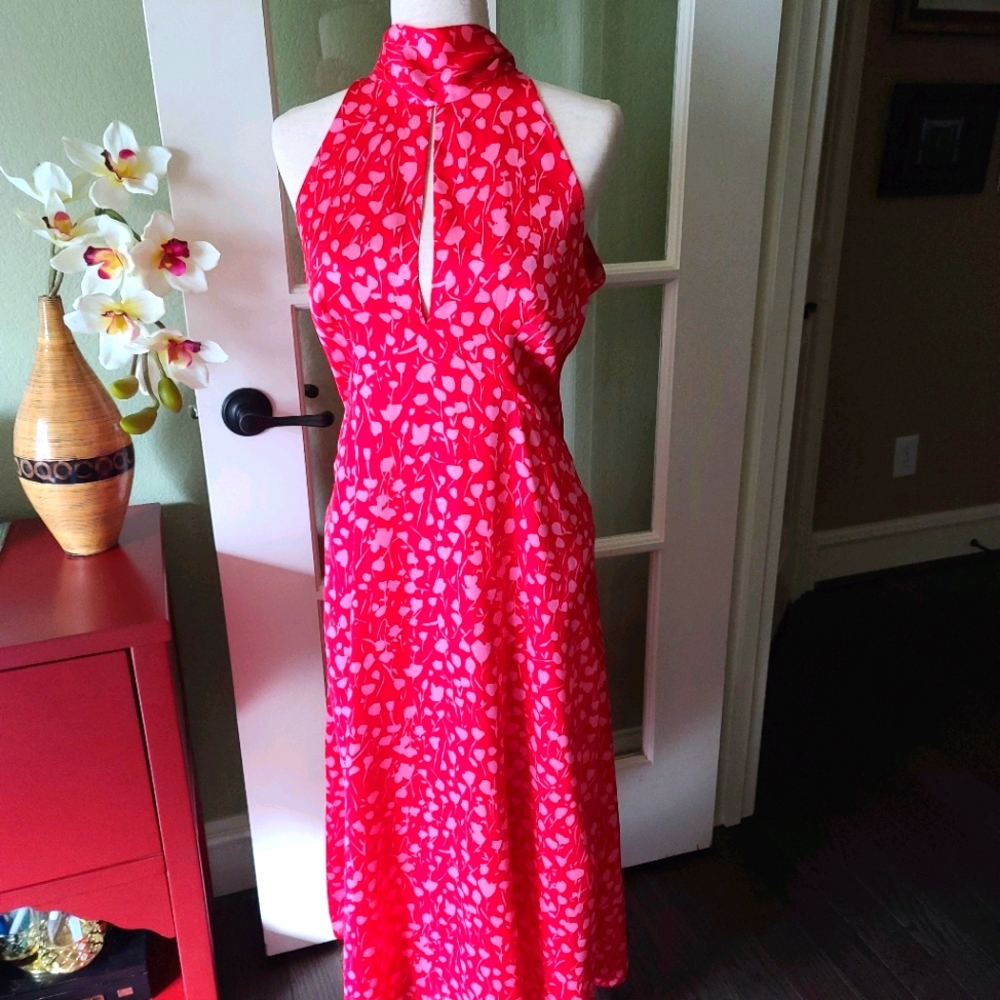 Zara printed halter neck dress